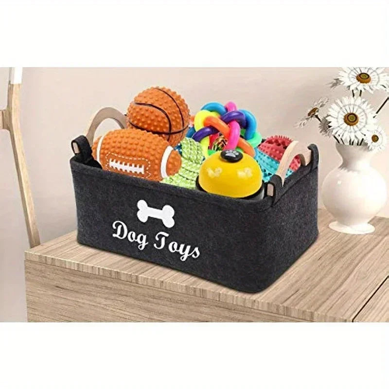 Felt Pet Toy Storage Box – Stylish Organizer Basket for Dog & Cat Toys