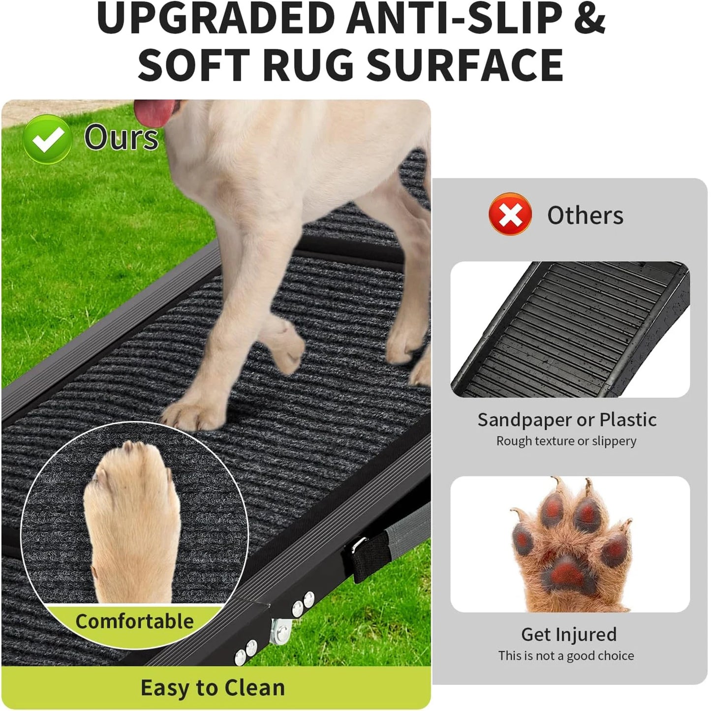 Folding Dog Car Ramp – Non-Slip Portable Pet Ramp for Large Dogs Up to 250 lbs