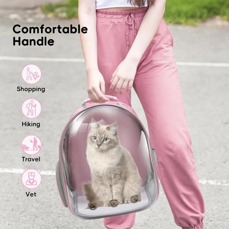 Expandable Cat Backpack Carrier – 20lb Capacity Pet Travel Bag for Cats & Dogs | Pink