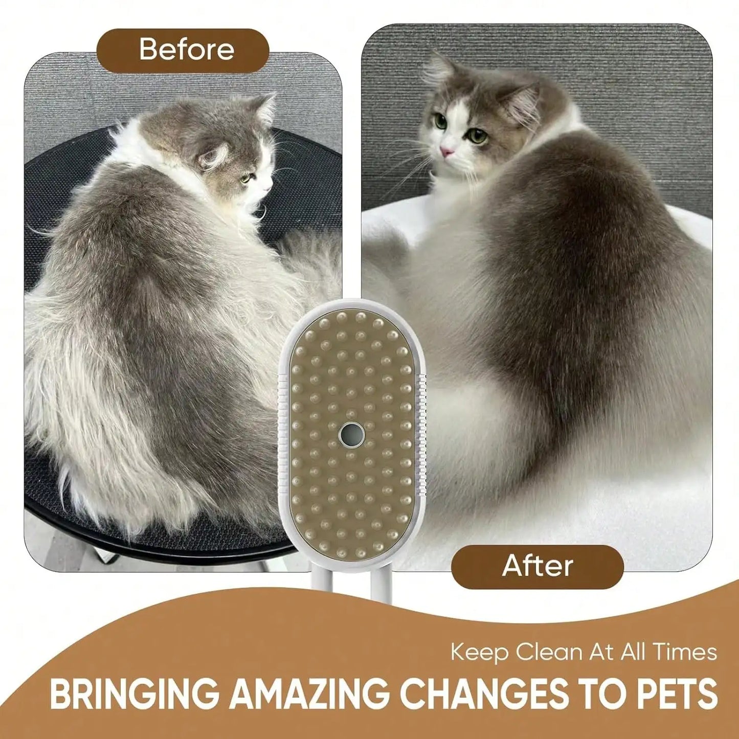 4-in-1 Steam Grooming Brush for Cats & Dogs – Self-Cleaning Comb with Vibrating Massage & Hair Removal