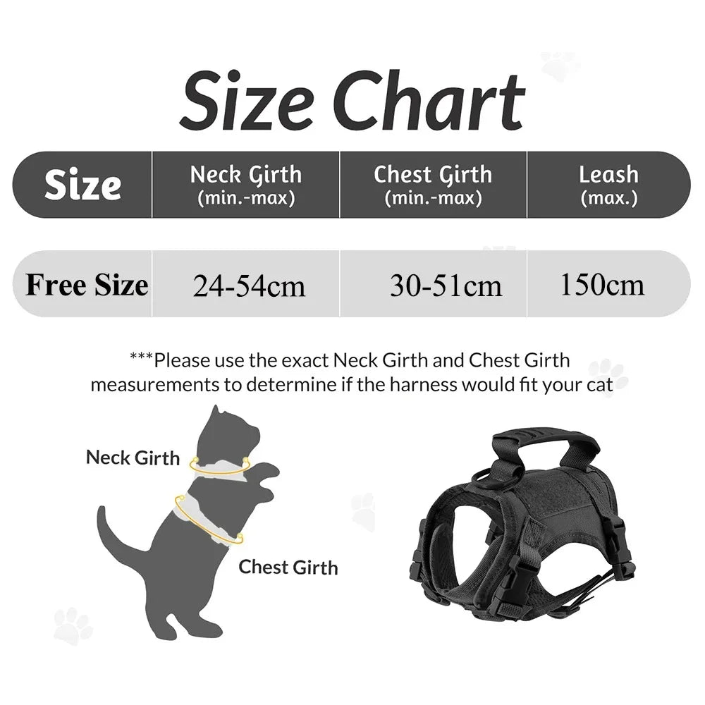 Tactical Harness Vest with Leash for Cats & Small Dogs