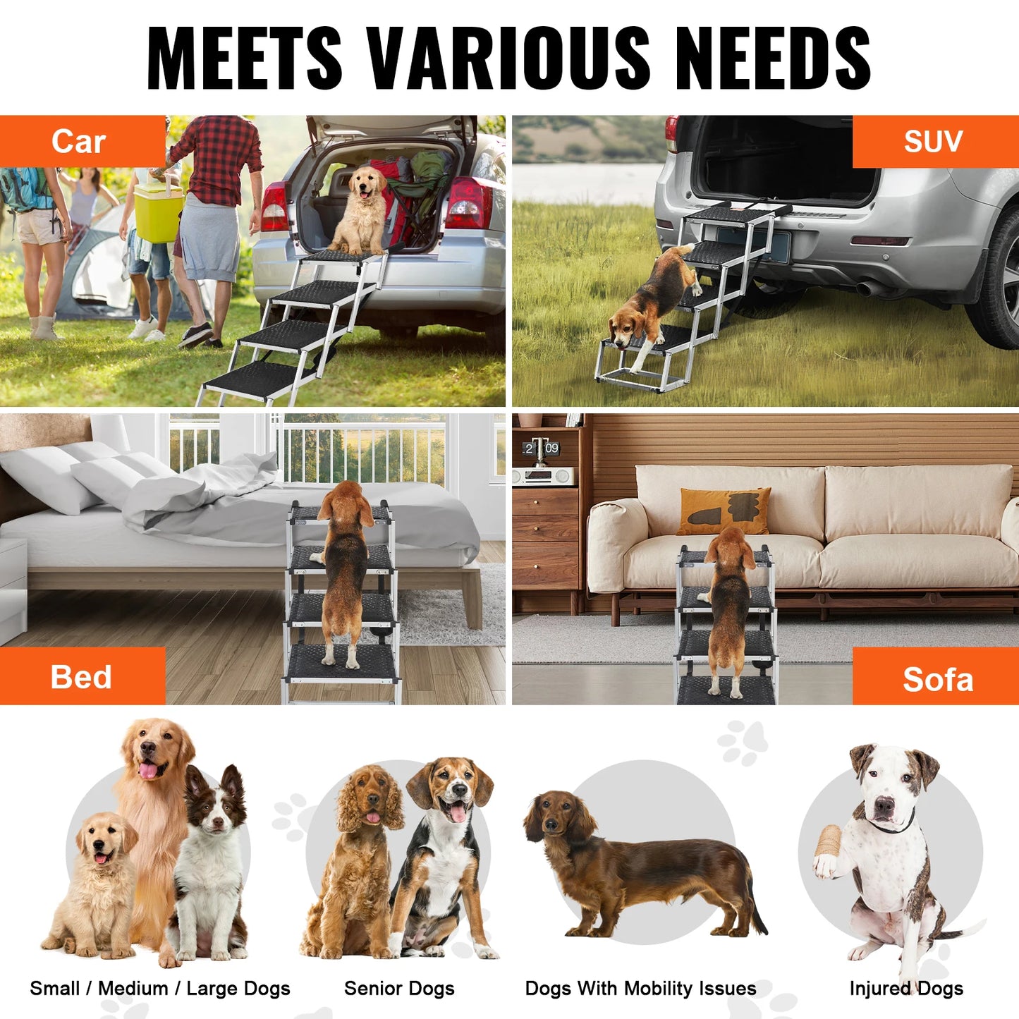 Foldable Aluminum Dog Car Steps