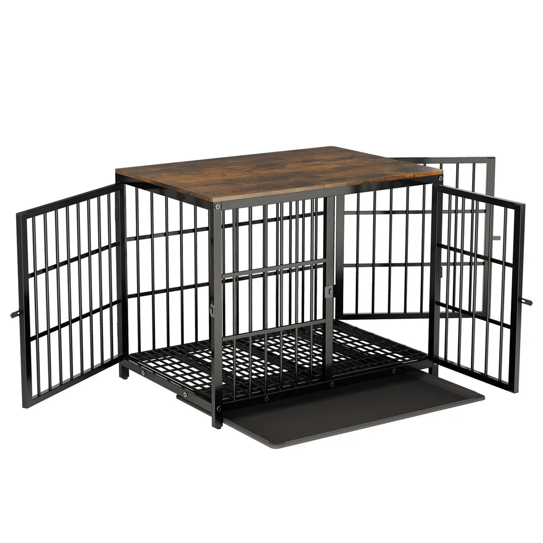 Furniture-Style Dog Crate End Table – 3-Door Pet Kennel with Removable Tray for Small, Medium & Large Dogs