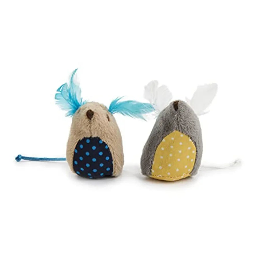 Mouse Mates Plush Catnip Cat Toys – Set of 2 (Brown & Gray)