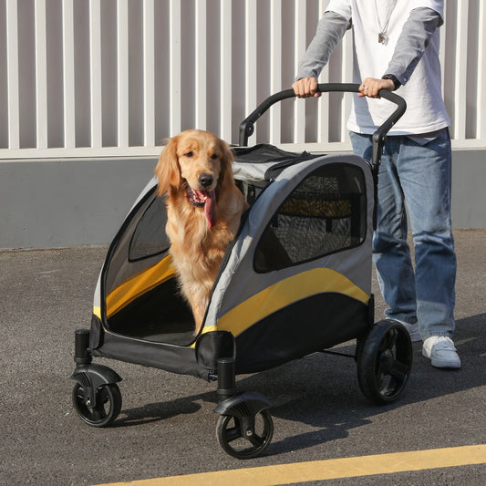 Foldable Large Dog Stroller with Breathable Carrier