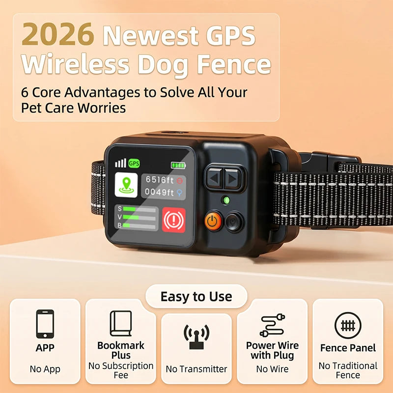 Wireless GPS Dog Fence System – Rechargeable Training Collar with Adjustable Boundary