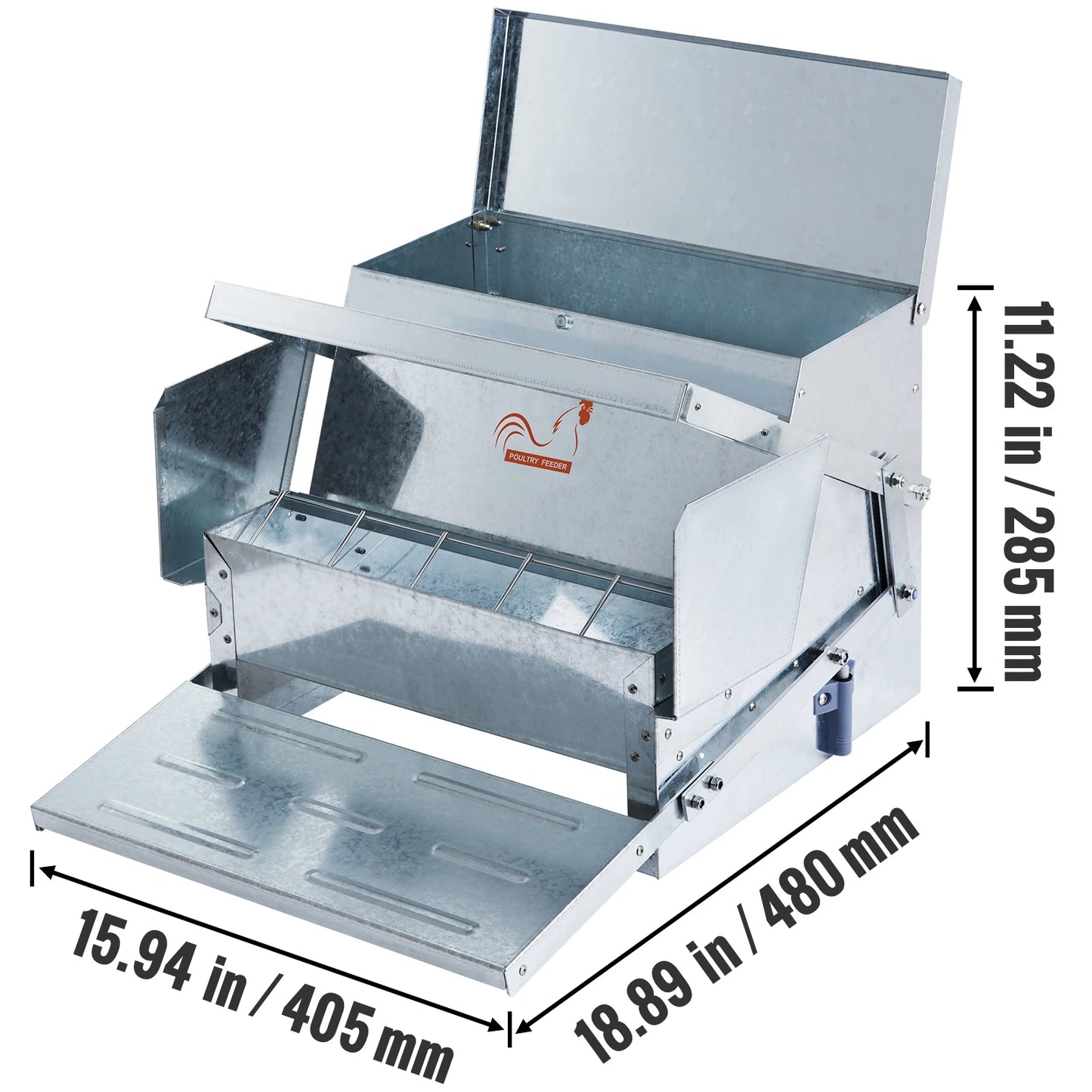Automatic Treadle Chicken Feeder – 25 lb Capacity, Weatherproof Galvanized Steel