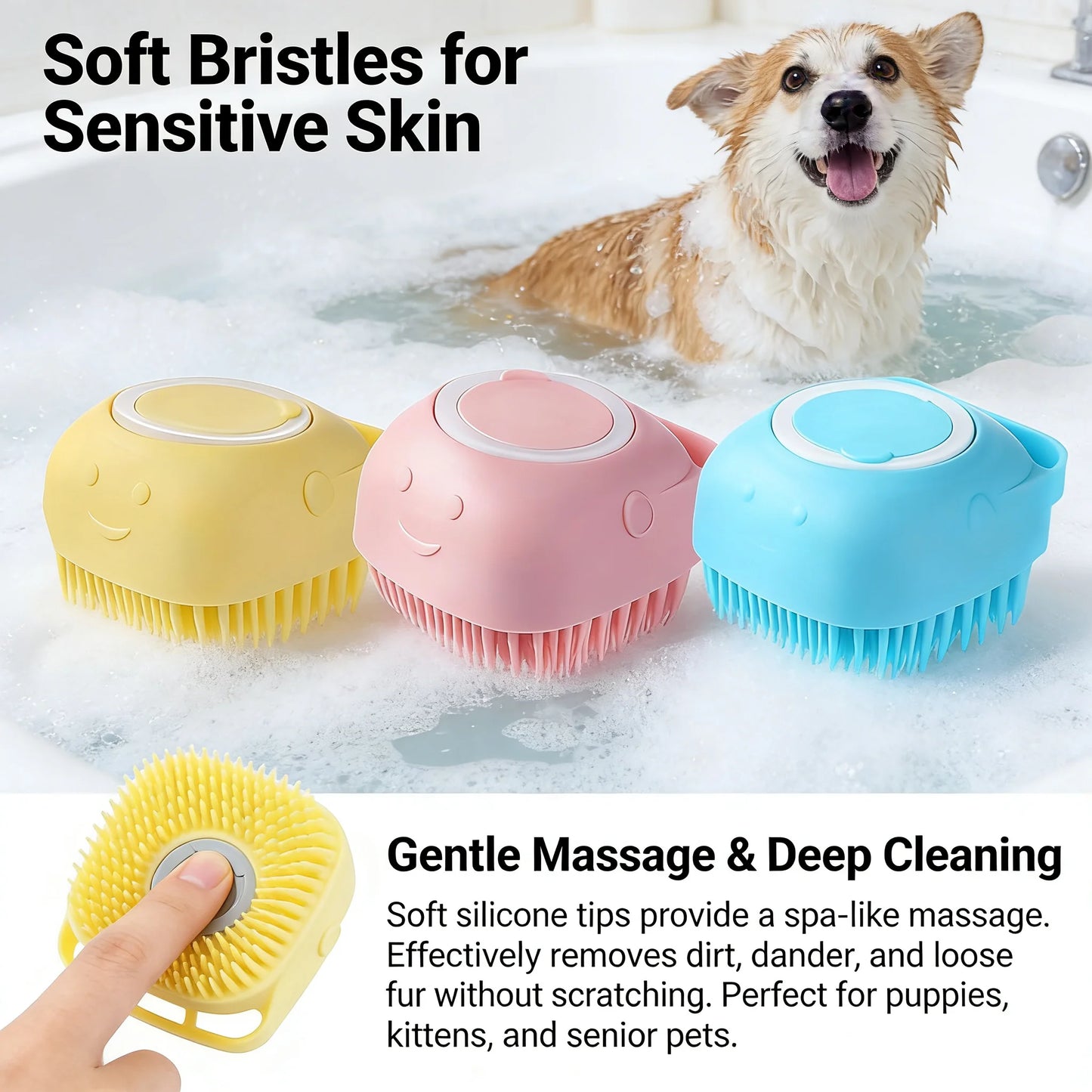 Silicone Pet Bath & Grooming Gloves – Soft Massage Brush for Dogs & Cats, De-Shedding & Bathing