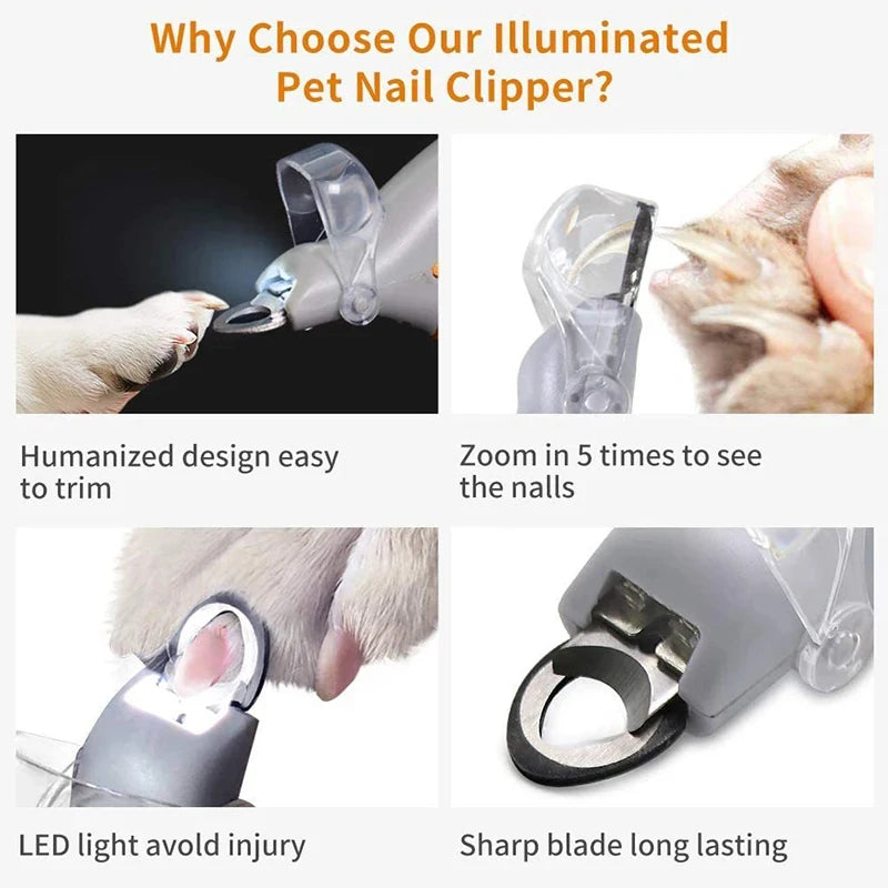 Pet Nail Clipper with LED Light – Professional Grooming Scissors for Cats & Dogs