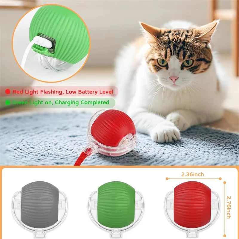 Automatic Rolling Ball Cat Toy – Rechargeable Smart Electric Toy with Faux Tail & Mouse Simulation