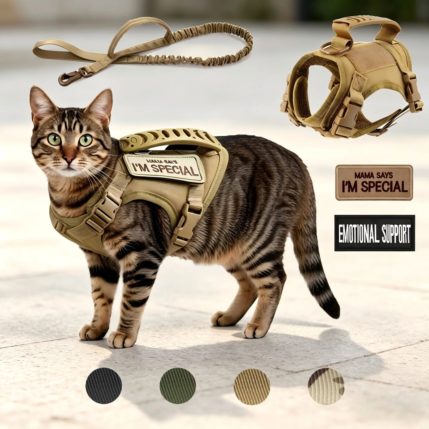 Tactical Harness Vest with Leash for Cats & Small Dogs