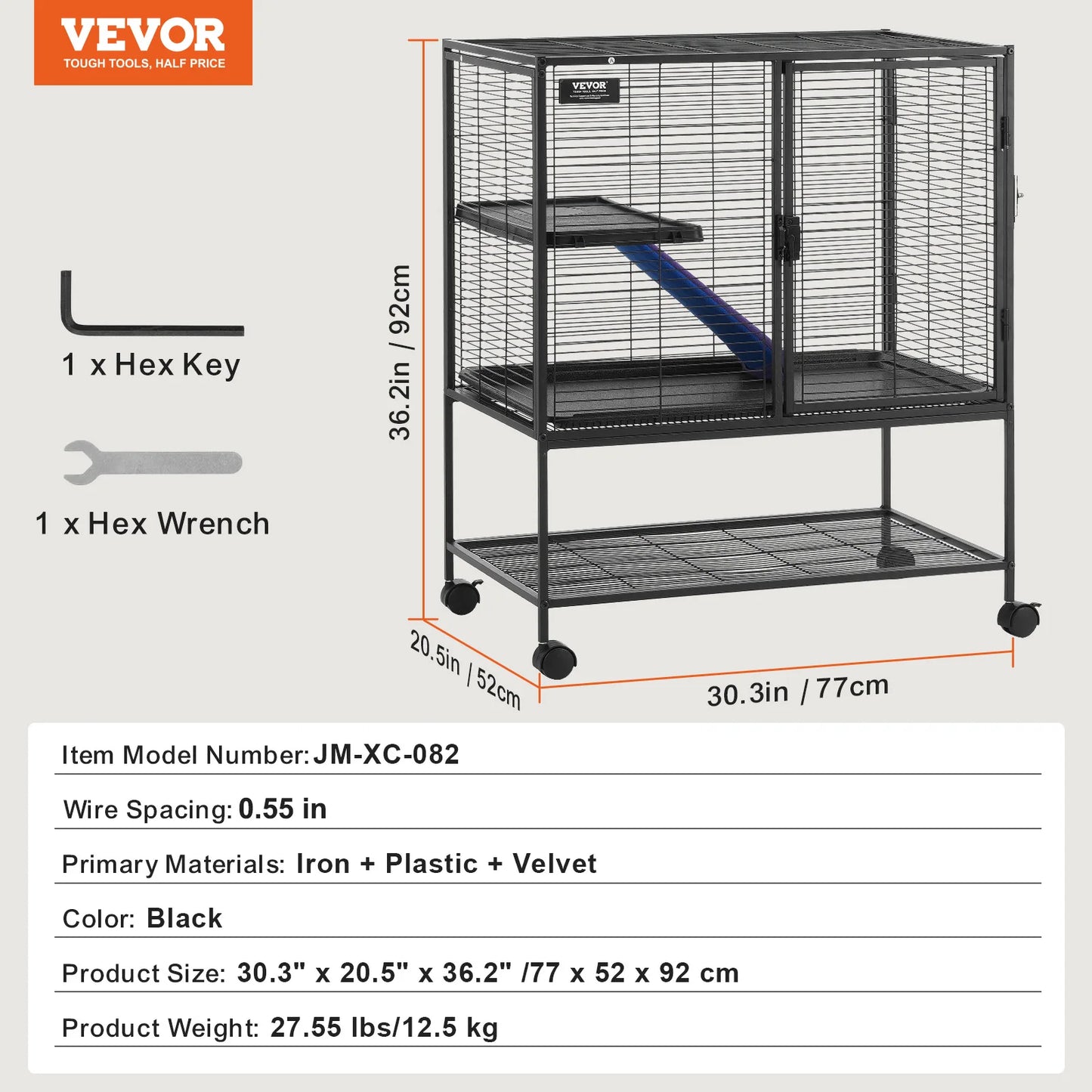 Large 4-Tier Rolling Metal Ferret & Small Animal Cage