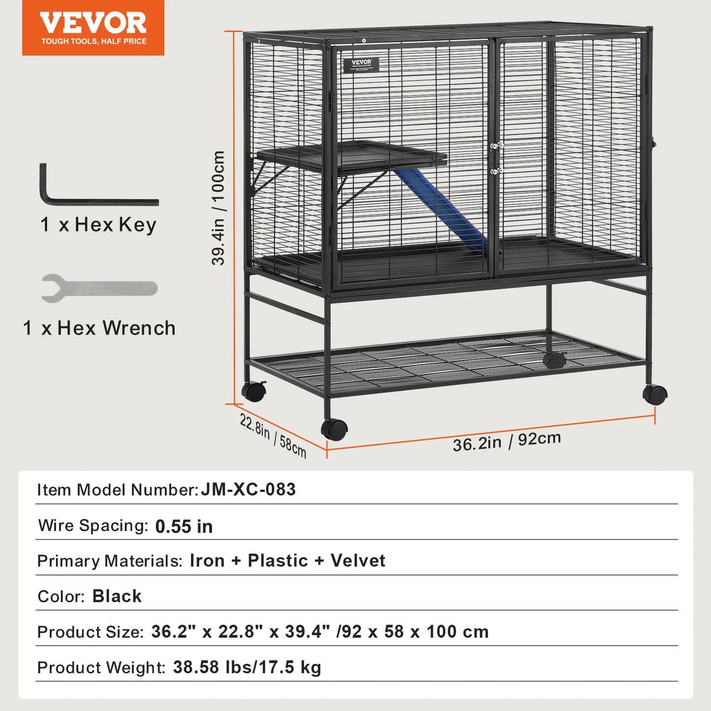 Large 4-Tier Rolling Metal Ferret & Small Animal Cage