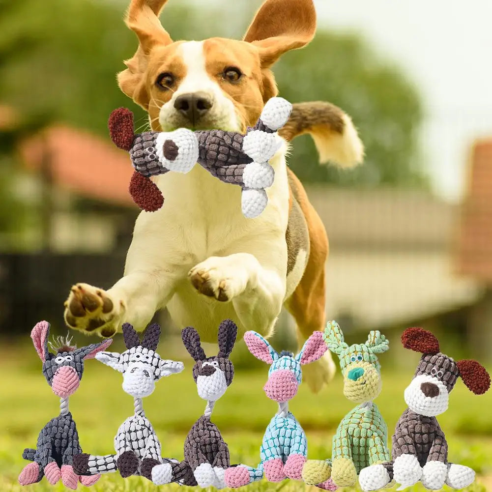 Plush Squeaky Donkey Chew Toy for Puppies & Small Dogs