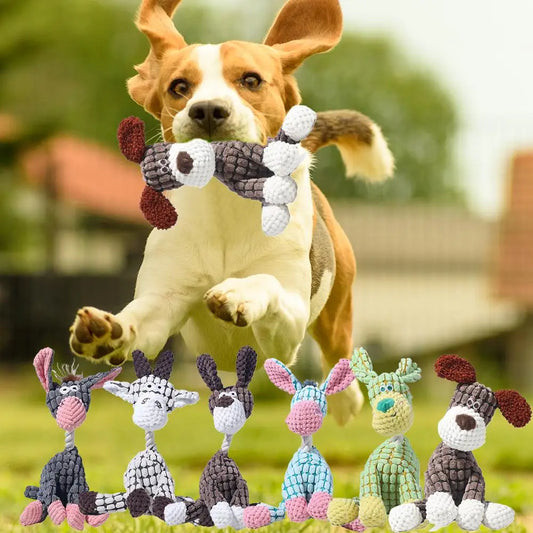 Plush Squeaky Donkey Chew Toy for Puppies & Small Dogs