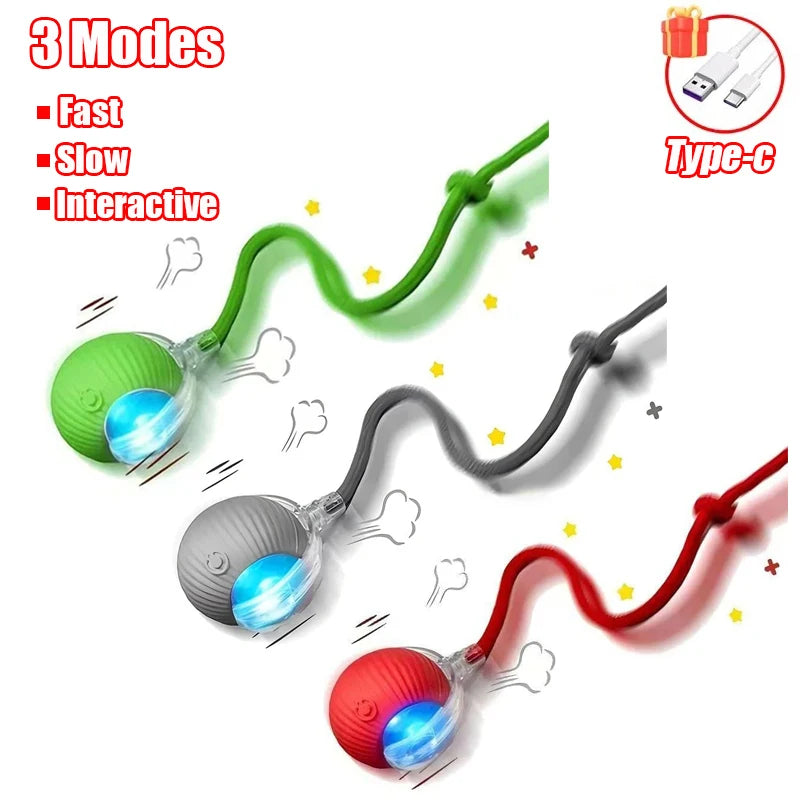 Automatic Rolling Ball Cat Toy – Rechargeable Smart Electric Toy with Faux Tail & Mouse Simulation