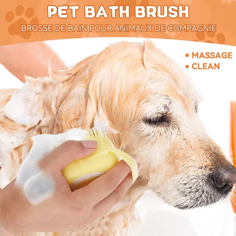 Silicone Pet Bath Massage Brush for Dogs & Cats