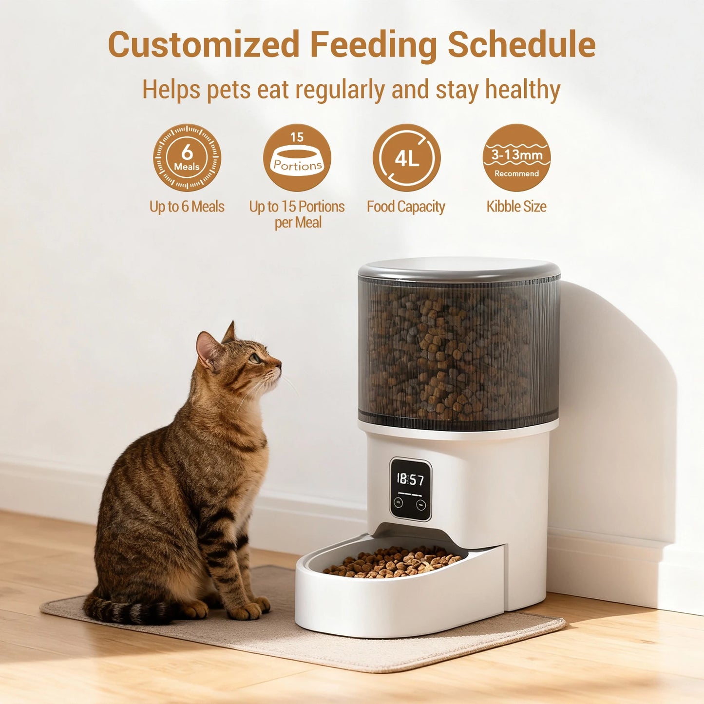 Automatic Pet Feeder – 4L Programmable Dispenser with Timer & Portion Control for Cats & Small Dogs
