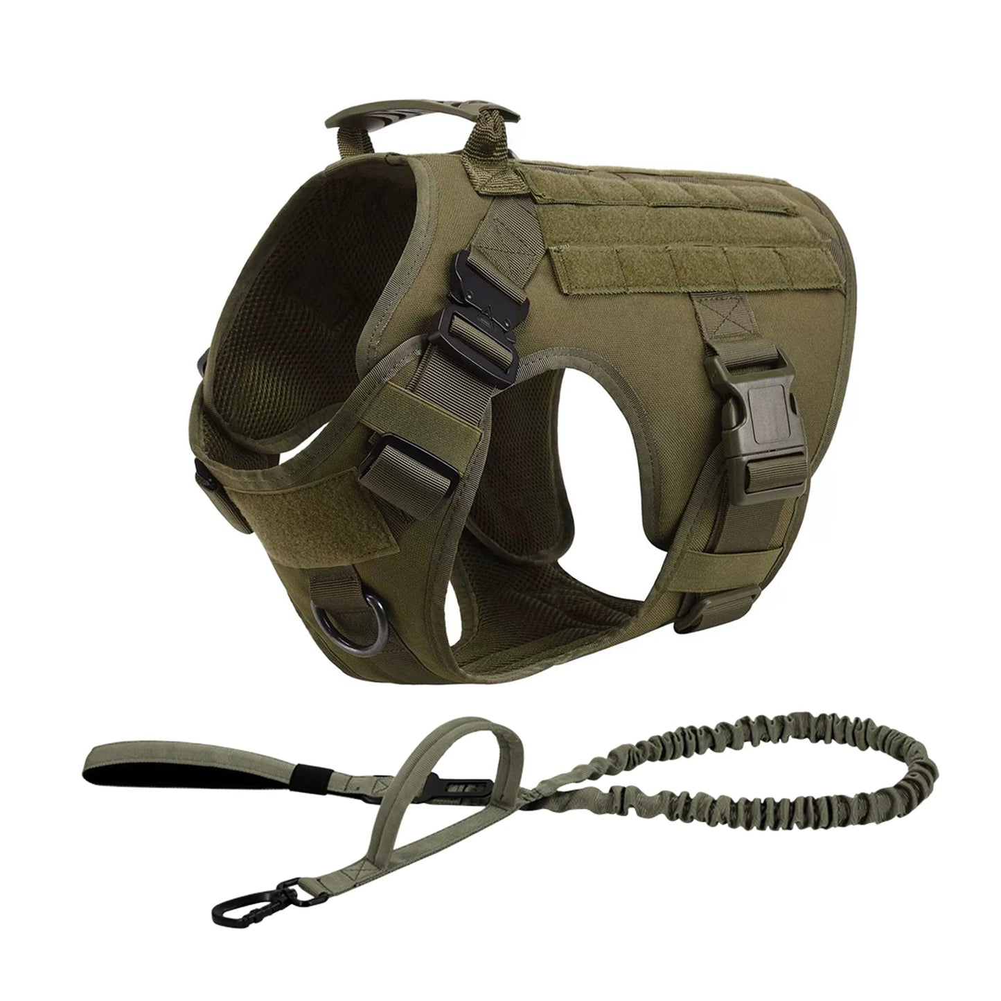 Tactical Dog Harness with Leash & MOLLE Pouches
