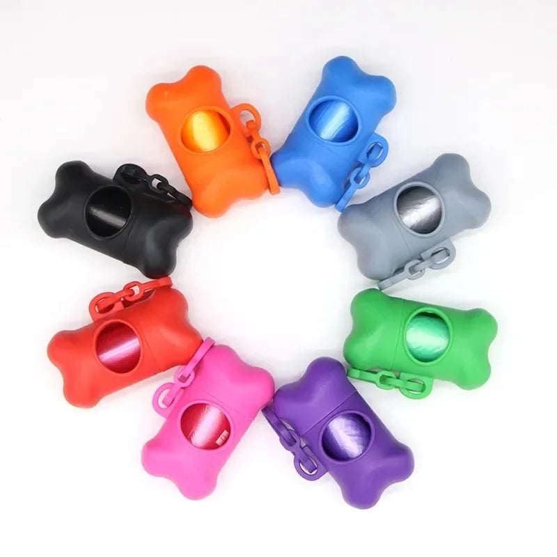 Bone-Shaped Dog Poop Bag Dispenser – Portable Waste Bag Holder for Dog Walks, 7 Colors