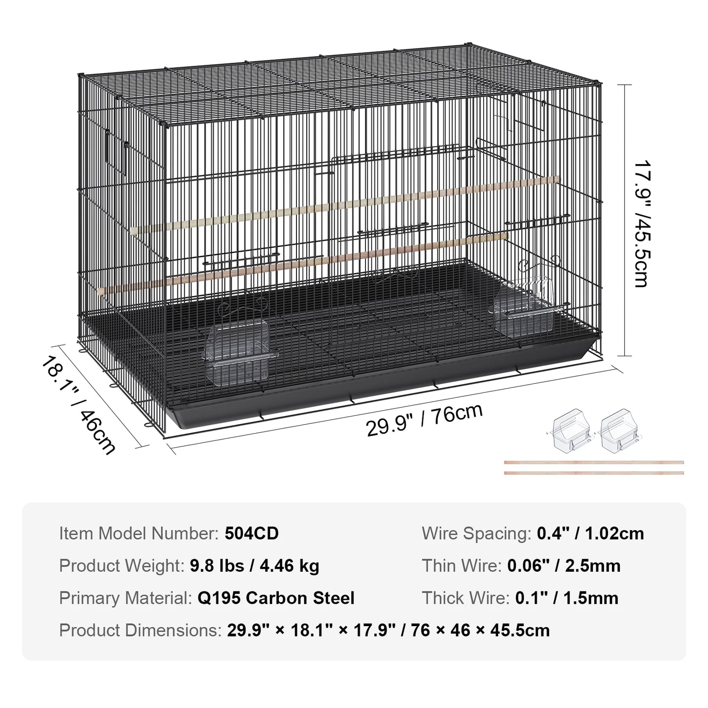 Large Metal Bird Cage with Rolling Stand