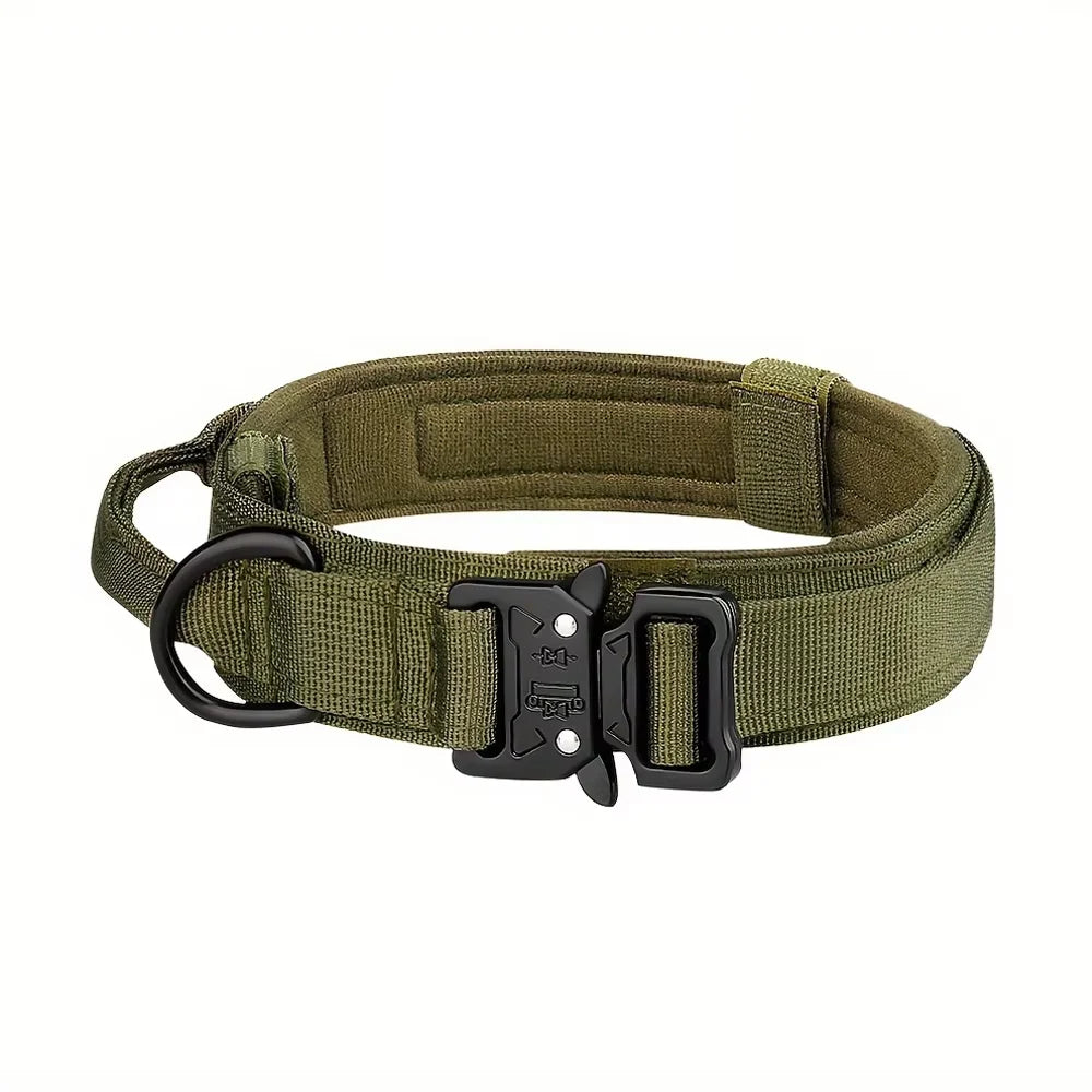 Tactical Dog Collar & Leash Set – Heavy-Duty 1000D Nylon with Control Handle, D-Ring & Quick-Release Buckle, Sizes M–XL