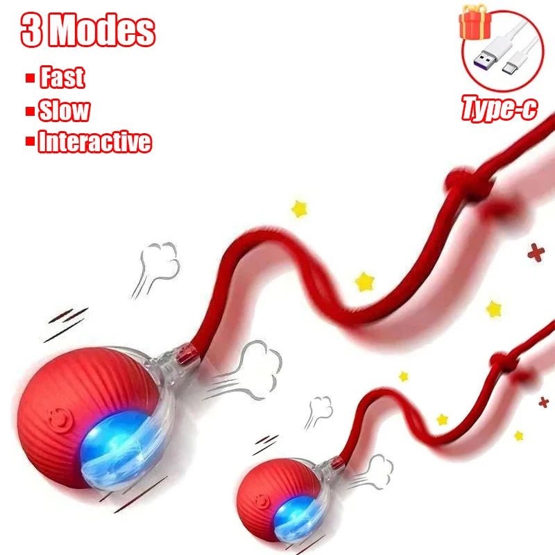 Automatic Rolling Ball Cat Toy – Rechargeable Smart Electric Toy with Faux Tail & Mouse Simulation