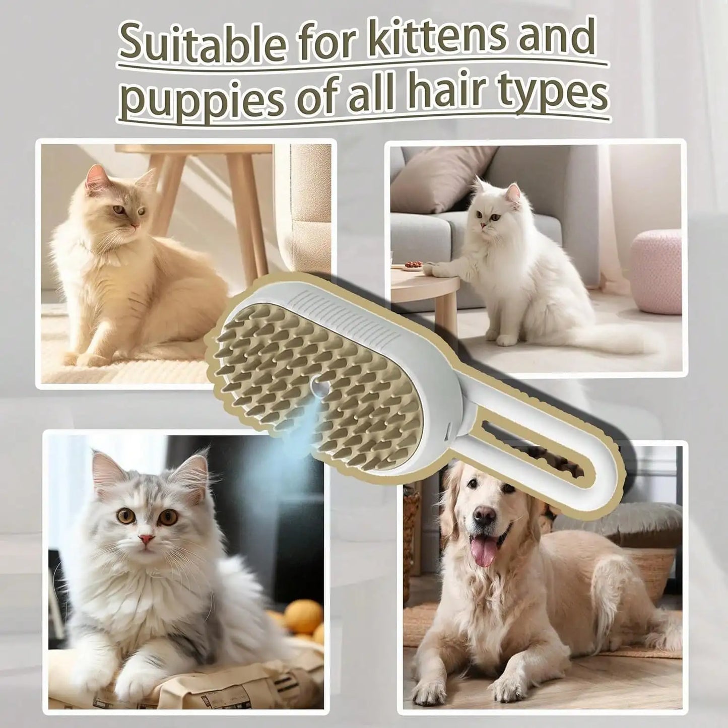 4-in-1 Steam Grooming Brush for Cats & Dogs – Self-Cleaning Comb with Vibrating Massage & Hair Removal