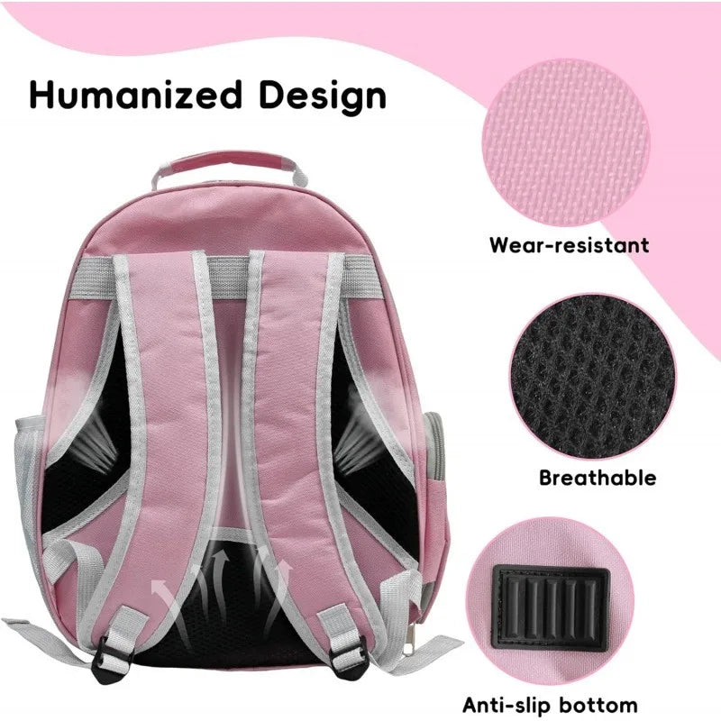 Expandable Cat Backpack Carrier – 20lb Capacity Pet Travel Bag for Cats & Dogs | Pink