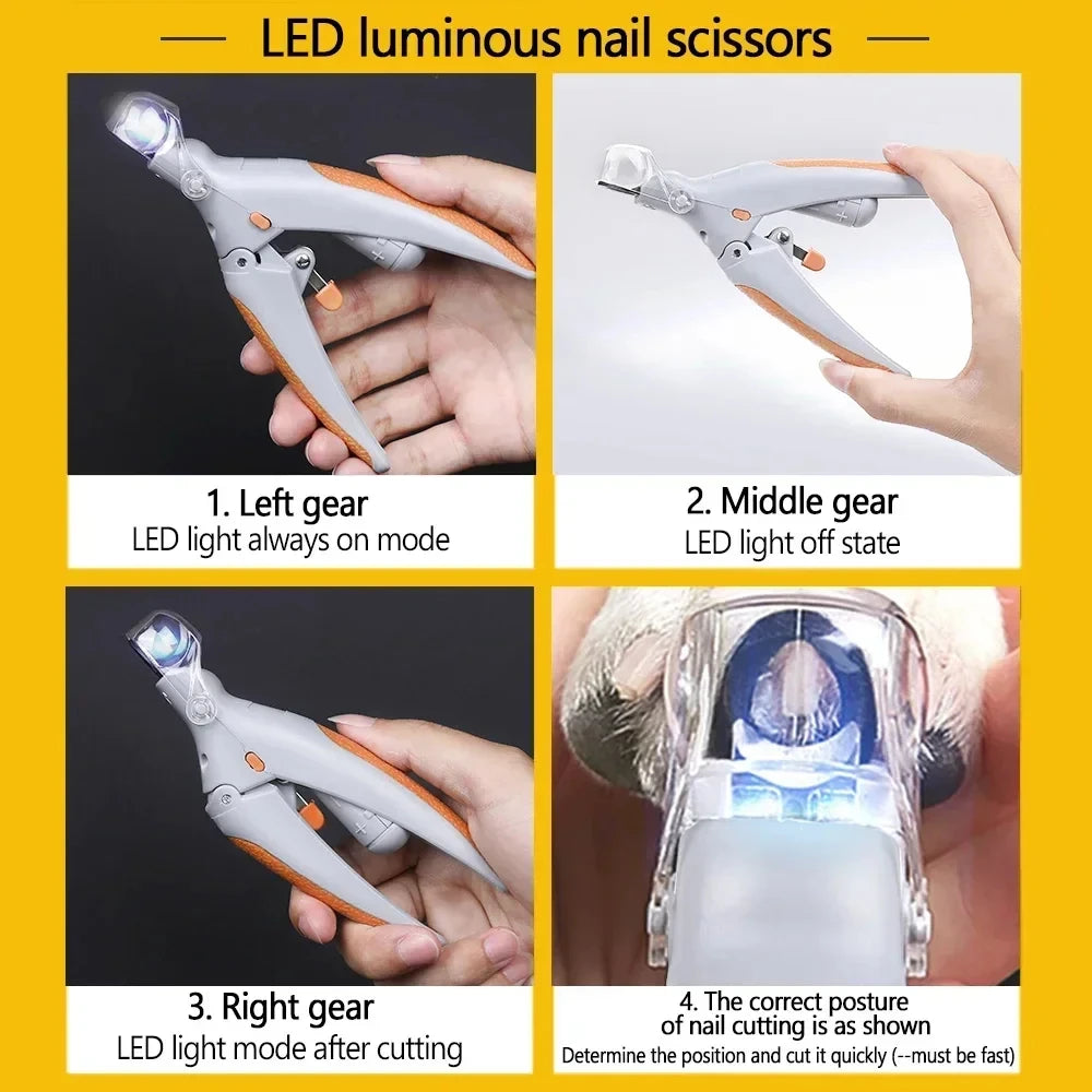 Pet Nail Clipper with LED Light – Professional Grooming Scissors for Cats & Dogs
