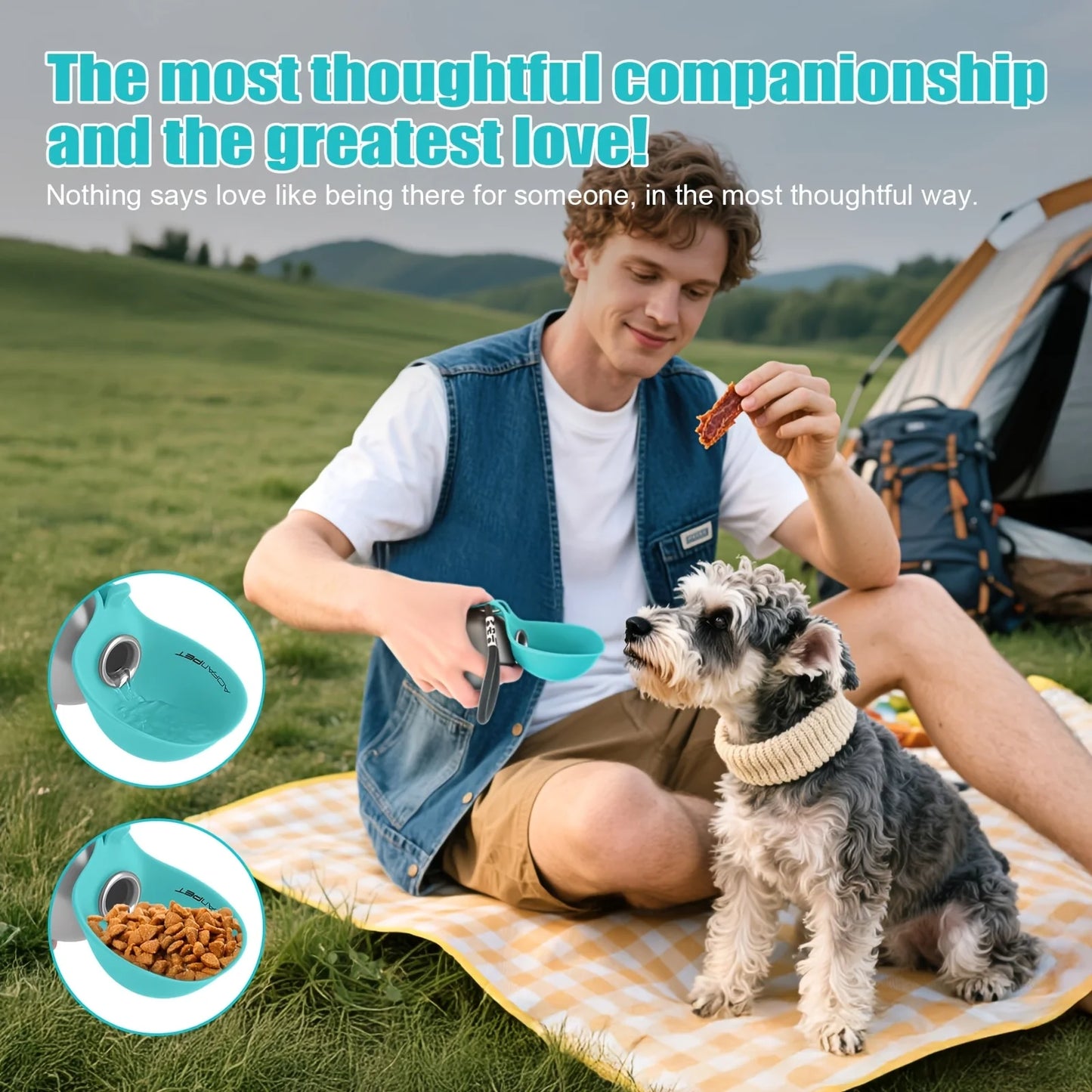 Portable Stainless Steel Pet Travel Water Bottle with Bowl