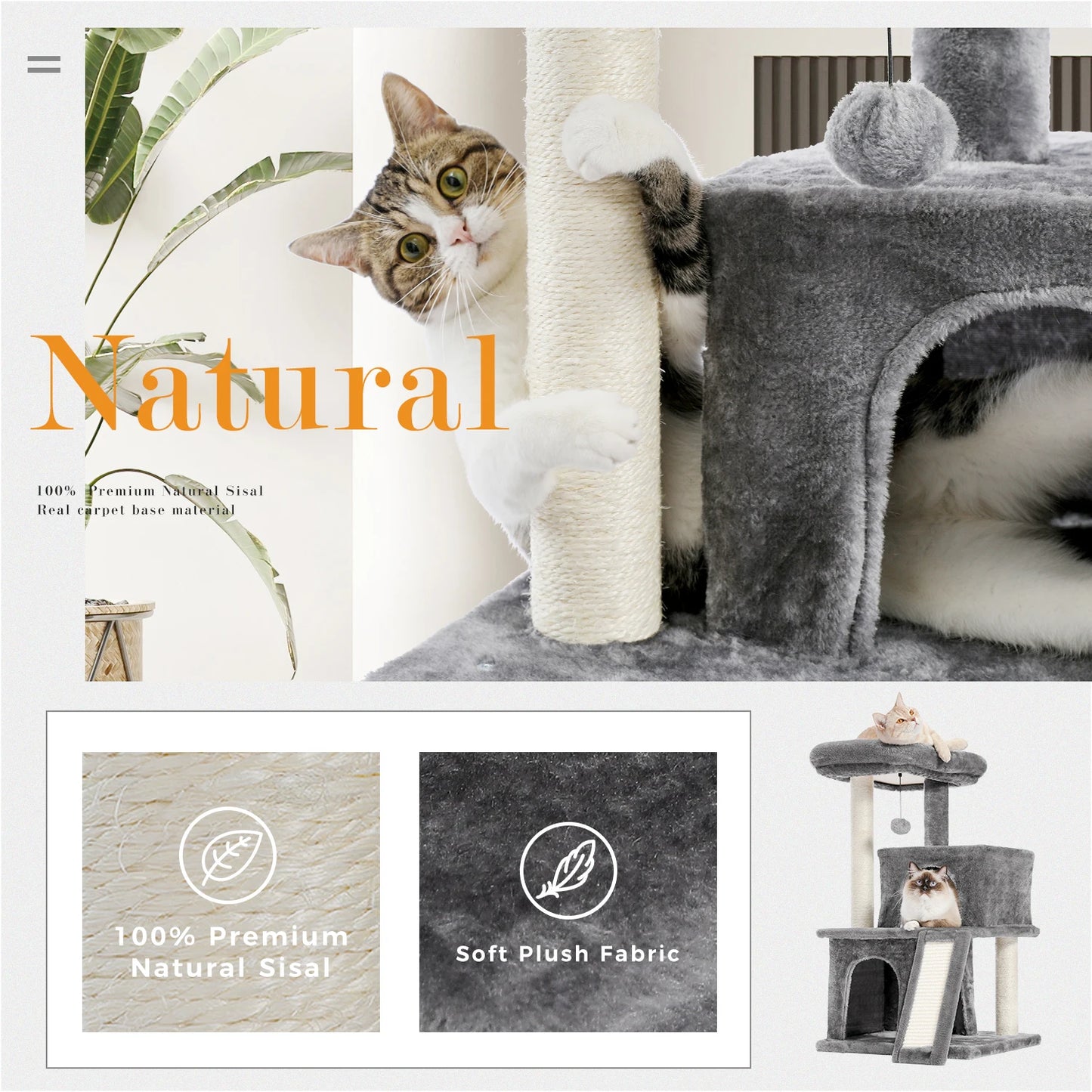 Multilevel Cat Tower with Sisal Posts