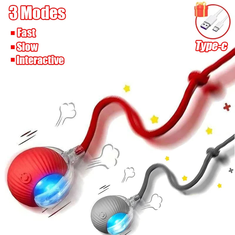 Automatic Rolling Ball Cat Toy – Rechargeable Smart Electric Toy with Faux Tail & Mouse Simulation