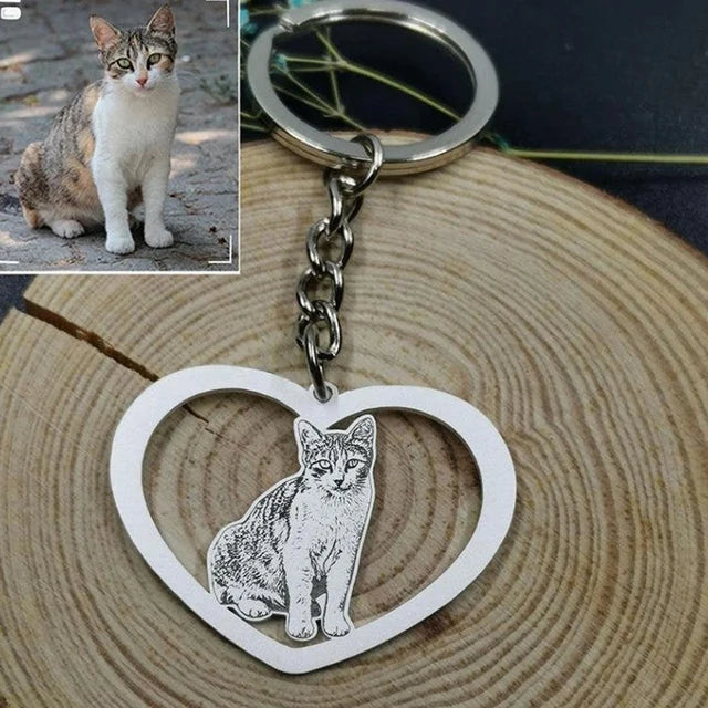 Custom Pet Photo Keychain – Personalized Memorial Jewelry for Cat & Dog Lovers