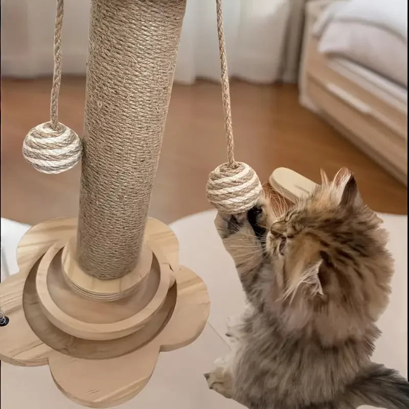 Rotating Cat Scratch Board with Vertical Sisal Post