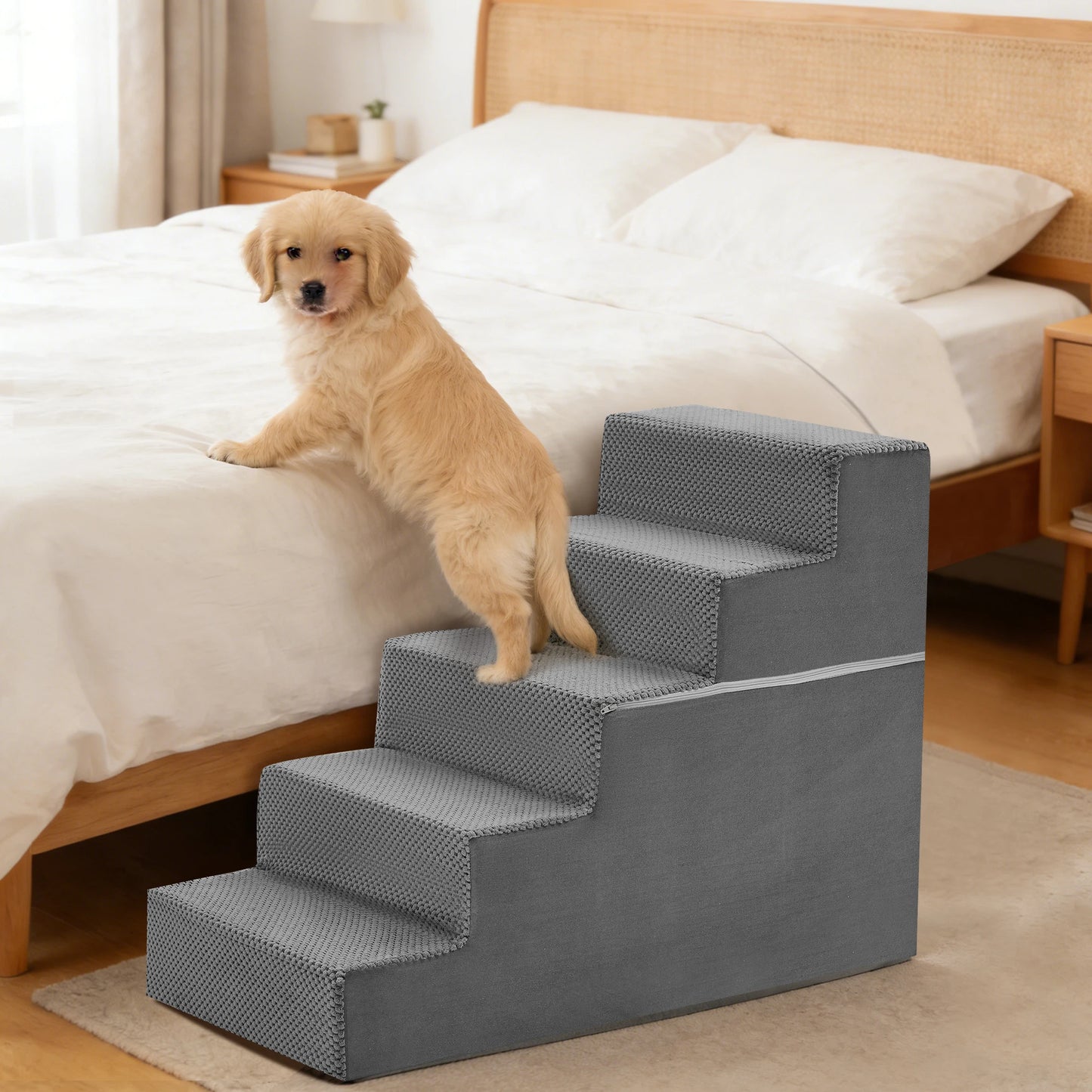 Foam Dog Stairs for Small Dogs – Non-Slip Indoor Pet Steps for Beds, Sofas & Couches, 3, 4 or 5 Step