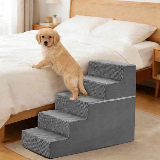 Foam Dog Stairs for Small Dogs – Non-Slip Indoor Pet Steps for Beds, Sofas & Couches, 3, 4 or 5 Step