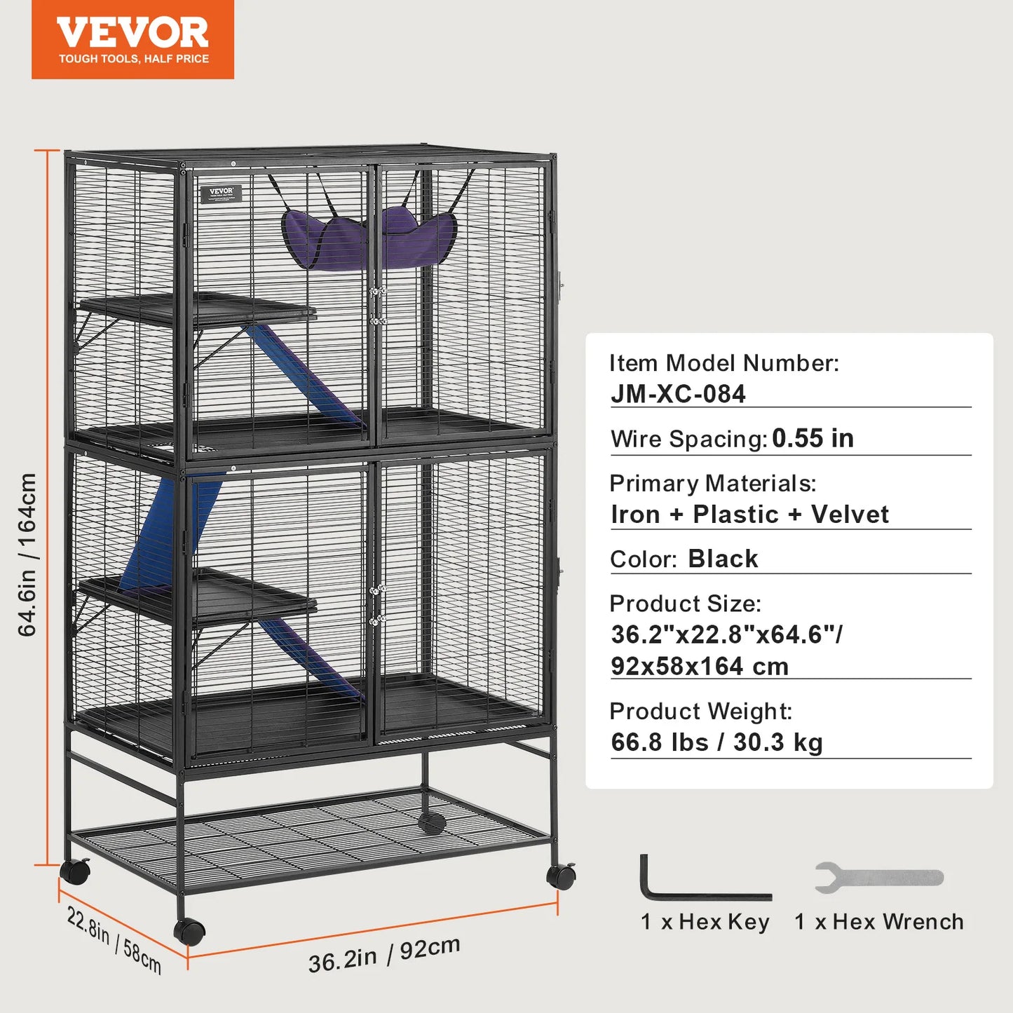 Large 4-Tier Rolling Metal Ferret & Small Animal Cage