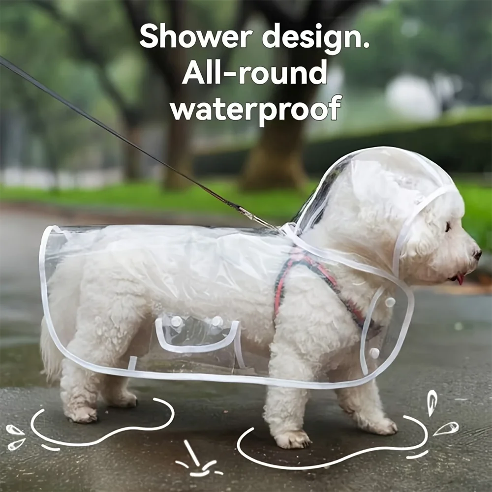 Transparent Waterproof Dog Raincoat – Clear Rain Jacket for Small & Medium Dogs | Teddy, Bichon Frise & More