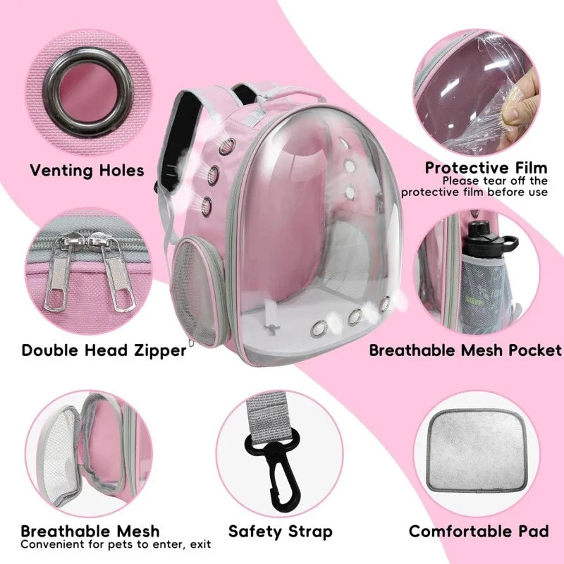 Expandable Cat Backpack Carrier – 20lb Capacity Pet Travel Bag for Cats & Dogs | Pink