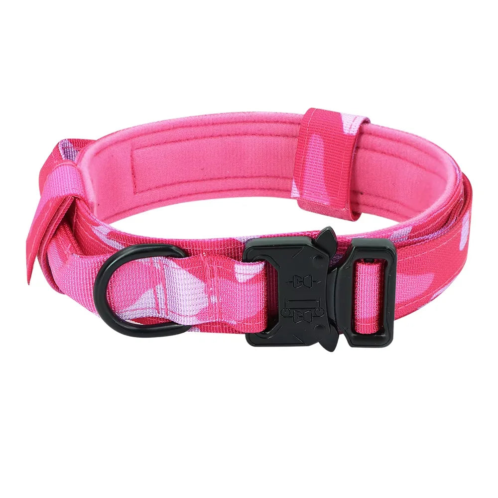 Tactical Dog Collar & Leash Set – Heavy-Duty 1000D Nylon with Control Handle, D-Ring & Quick-Release Buckle, Sizes M–XL