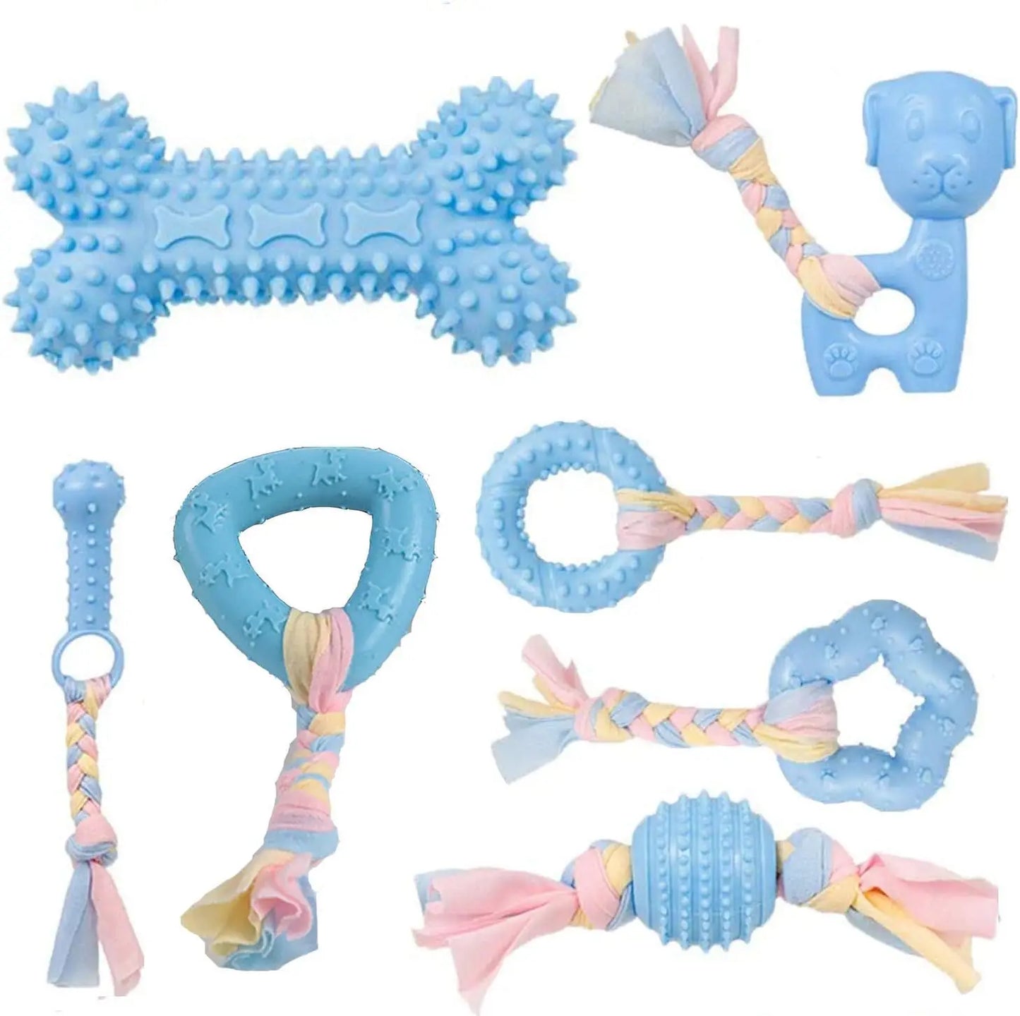 Durable Squeaky Dog Chew Toys – TPR Rubber Teething Bones for Aggressive Chewers