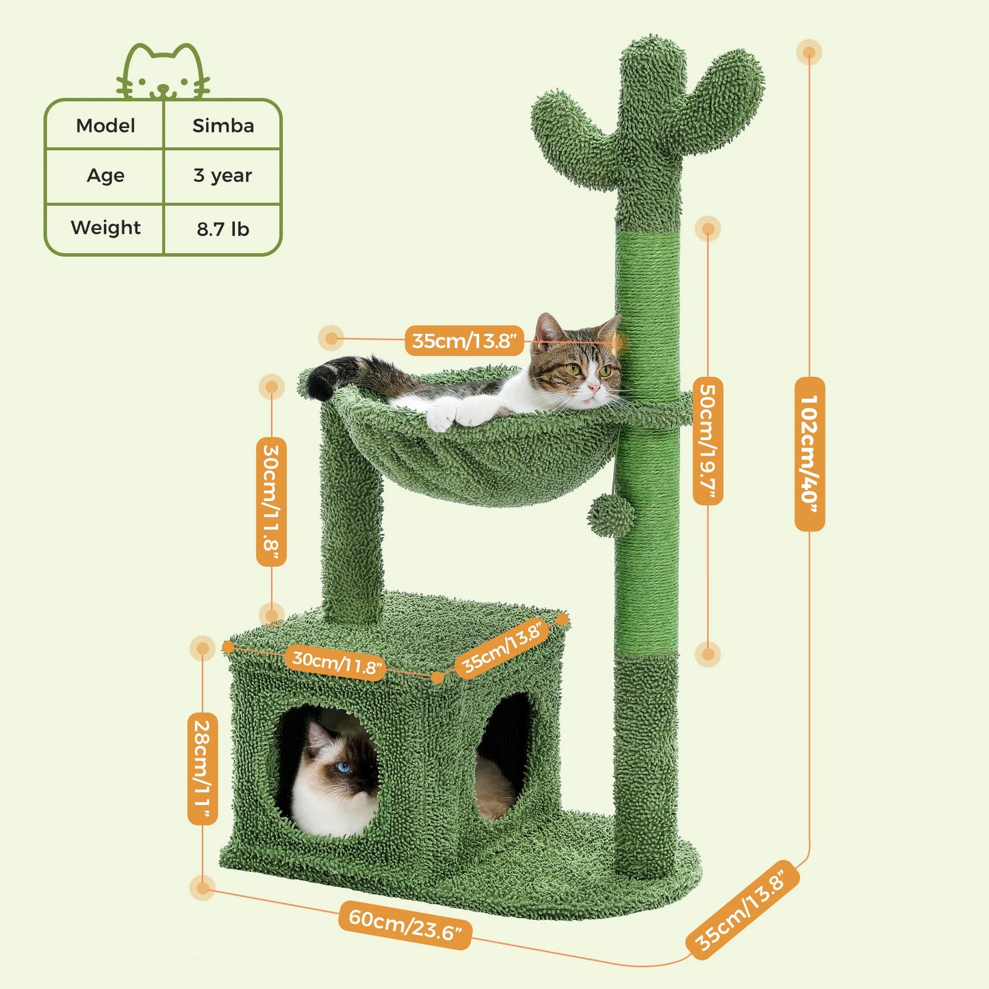 Cactus Cat Tree with Sisal Scratching Posts