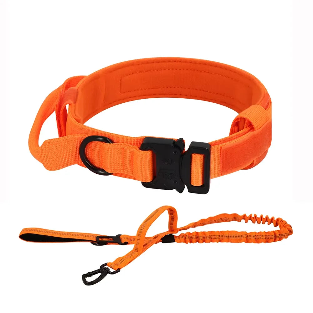 Tactical Dog Collar & Leash Set – Heavy-Duty 1000D Nylon with Control Handle, D-Ring & Quick-Release Buckle, Sizes M–XL