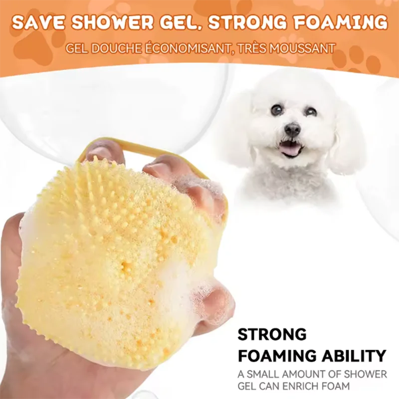 Silicone Pet Bath Massage Brush for Dogs & Cats
