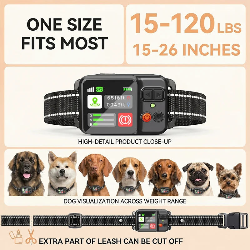 Wireless GPS Dog Fence System – Rechargeable Training Collar with Adjustable Boundary
