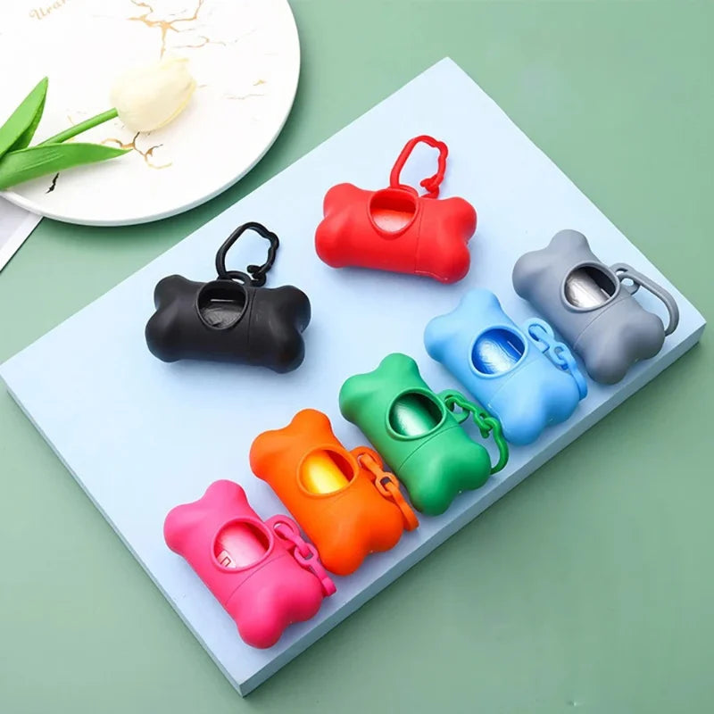 Bone-Shaped Dog Poop Bag Dispenser – Portable Waste Bag Holder for Dog Walks, 7 Colors