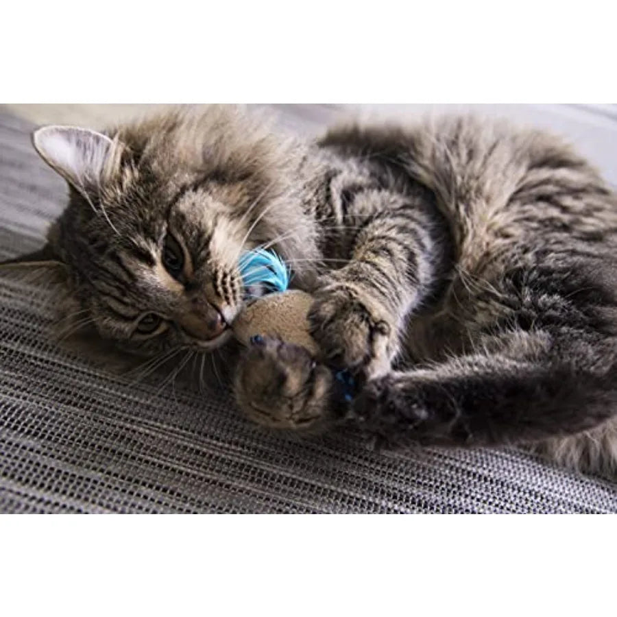 Mouse Mates Plush Catnip Cat Toys – Set of 2 (Brown & Gray)