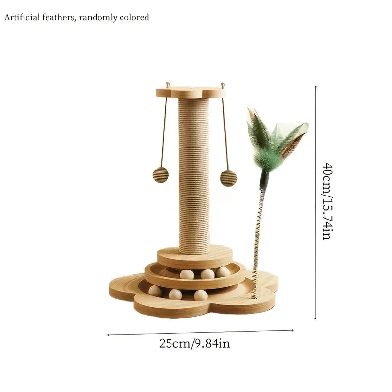 Rotating Cat Scratch Board with Vertical Sisal Post