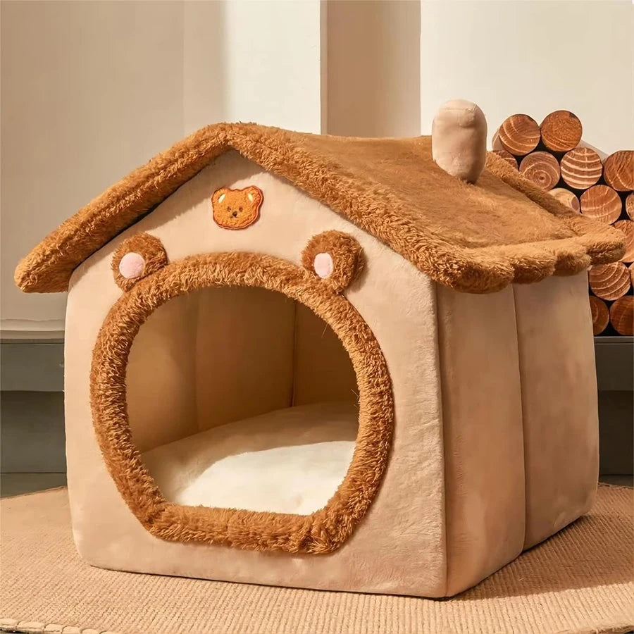 Foldable Pet Cave House – Removable & Washable
